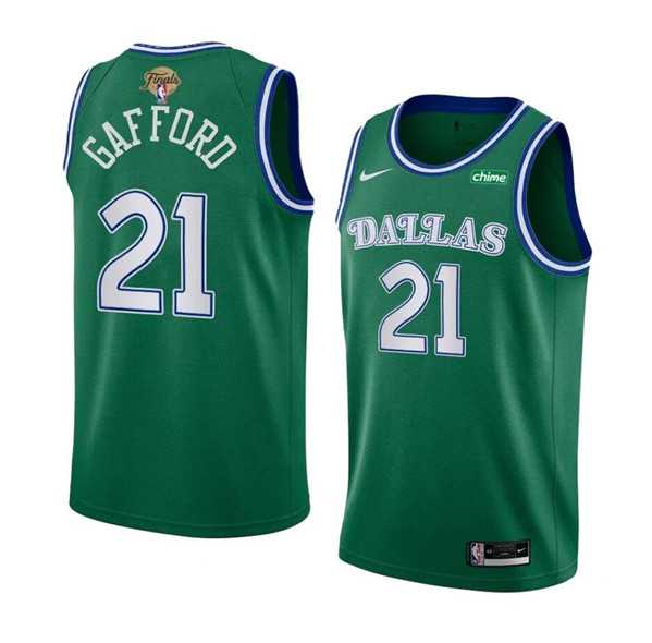 Men%27s Dallas Mavericks #21 Daniel Gafford Green 2024 Finals Classic Edition Stitched Basketball Jersey Dzhi